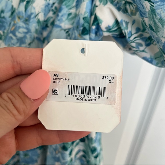 Altar’d State Blue Floral Puff Sleeve Dress Size XL - Picture 5 of 9